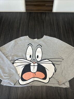 Warner Bros. Looney Tunes Gray Sweatshirt with Red & Yellow Bug Bunny Patch